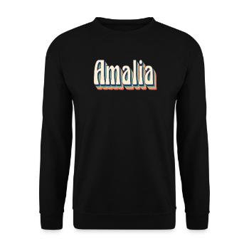 Vintage Retro Amalia T-Shirt Geschenk T-Shirt - Unisex Pullover - Schwarz - Vorne - Alina (178cm) & Michal (187cm)