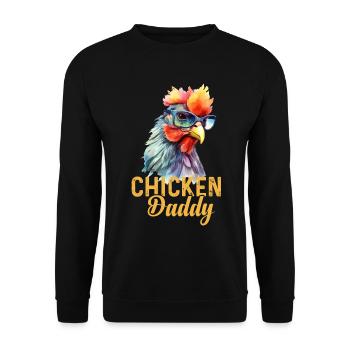 Un drôle de papa poulet avec des lunettes de soleil - Sweat-shirt Unisexe - noir - Devant - Alina (178cm) & Michal (187cm)
