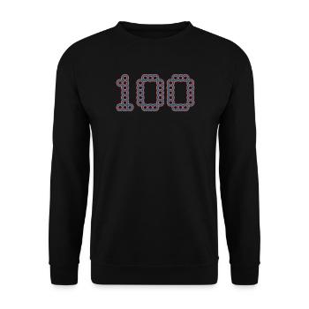 100. 100 JAHRE. 100-JÄHRIGES JUBILÄUM. GEBURTSTAG 100 - Unisex Pullover - Schwarz - Vorne - Alina (178cm) & Michal (187cm)