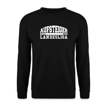 Aufsteiger 2025 Landesliga Aufstieg Fußball - Unisex Pullover - Schwarz - Vorne - Alina (178cm) & Michal (187cm)