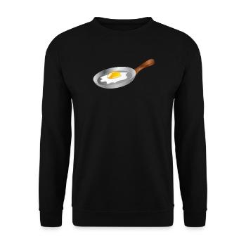 Spiegelei in Pfanne – Frühstück mit Retro-Charme - Unisex Pullover - Schwarz - Vorne - Alina (178cm) & Michal (187cm)