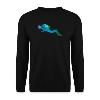 Silhouette de plongeur dans les tons bleu-vert - Sweat-shirt Unisexe - noir - Devant - Alina (178cm) & Michal (187cm)