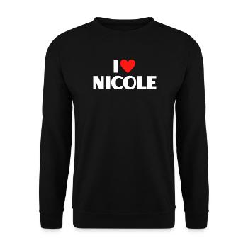 I love Nicole Rotes Herz Romantischer Name Fan - Unisex Pullover - Schwarz - Vorne - Alina (178cm) & Michal (187cm)