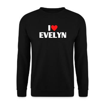 I love Evelyn Rotes Herz Romantischer Name Fan - Unisex Pullover - Schwarz - Vorne - Alina (178cm) & Michal (187cm)
