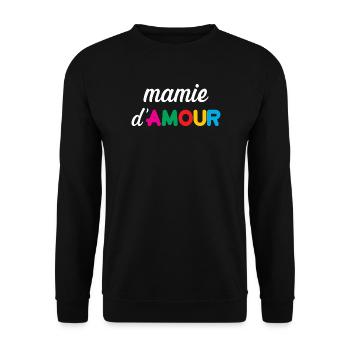 Mamie d'Amour - Sweat-shirt Unisexe - noir - Devant - Alina (178cm) & Michal (187cm)