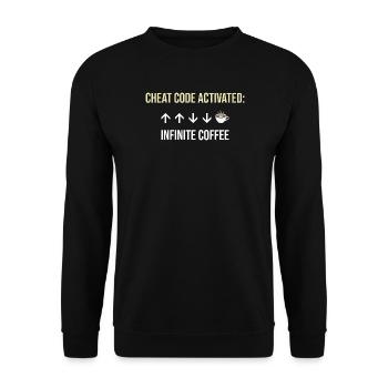 Unendlicher Kaffee Aktiver Cheat-Code - Unisex Pullover - Schwarz - Vorne - Alina (178cm) & Michal (187cm)