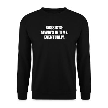 Bassisten Always In Time Irgendwann - Unisex Pullover - Schwarz - Vorne - Alina (178cm) & Michal (187cm)