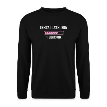 Plumber training 1 year of apprenticeship first year - Unisex Sweatshirt - black - Front - Alina (178cm) & Michal (187cm)