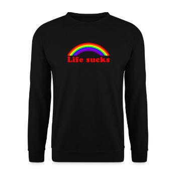Life Sucks Rainbow - Citation sarcastique et drôle - Sweat-shirt Unisexe - noir - Devant - Alina (178cm) & Michal (187cm)