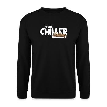 Faultier Serial Chiller – Lustiges Sloth Tee - Unisex Pullover - Schwarz - Vorne - Alina (178cm) & Michal (187cm)