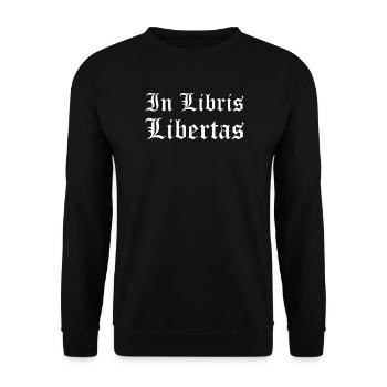 In Libris Libertas Latin Gothic Print - Unisex Sweatshirt - black - Front - Alina (178cm) & Michal (187cm)