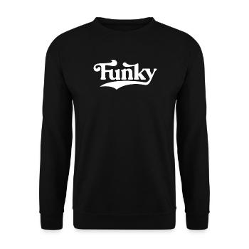 Funky Retro Script Logo - Unisex Sweatshirt - black - Front - Alina (178cm) & Michal (187cm)