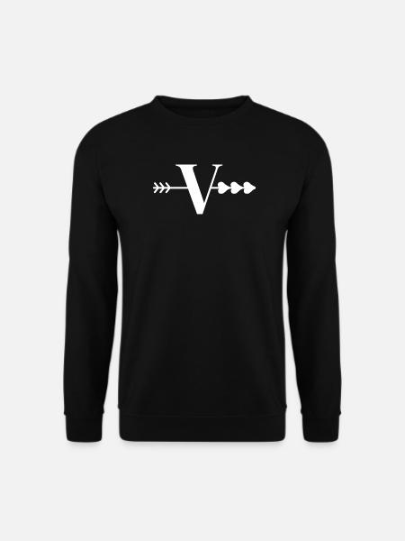 Buchstabe v Pfeil Herz - Unisex Pullover - Schwarz