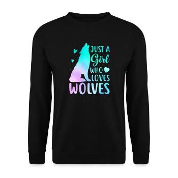 Just A Girl Who Loves Wolves Funny Women Wolf Love - Unisex Sweatshirt - black - Front - Alina (178cm) & Michal (187cm)