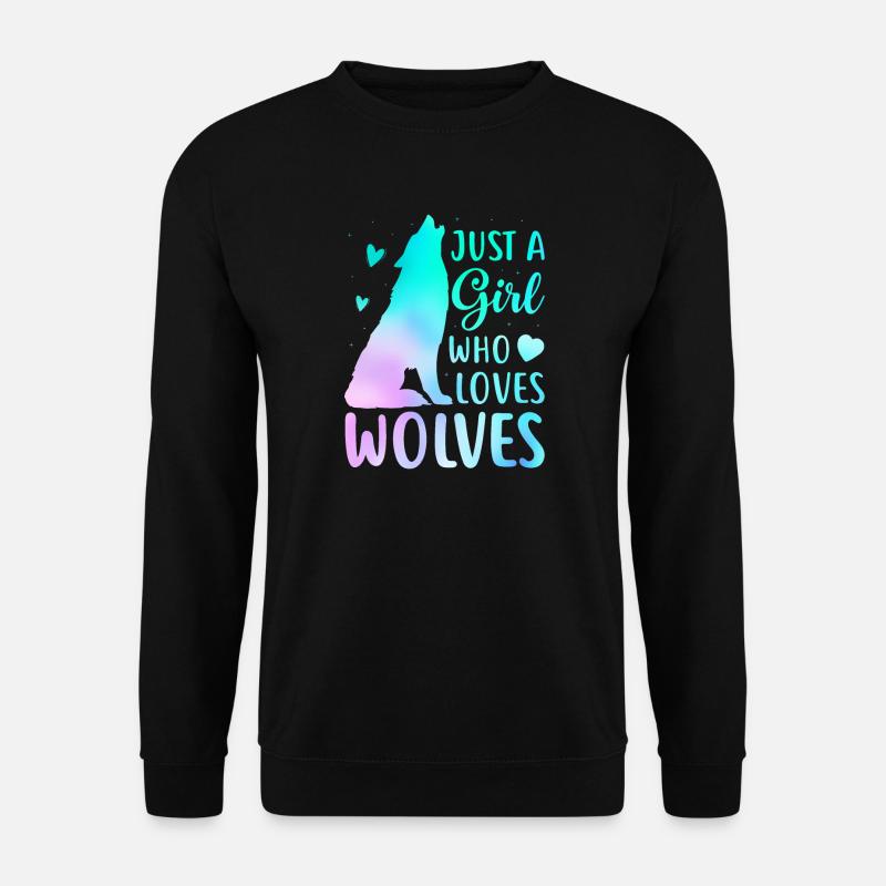 Nur ein Mädchen, das Wölfe liebt lustige Frauen Wolf Liebe - Unisex Pullover - Schwarz