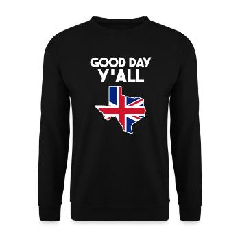 Britisch-texanisches Design für Texas Einwanderer - Unisex Pullover - Schwarz - Vorne - Alina (178cm) & Michal (187cm)