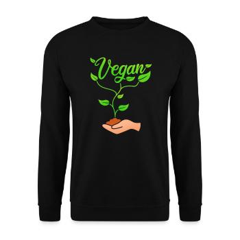 Vegan plant design for proud vegans - Unisex Sweatshirt - black - Front - Alina (178cm) & Michal (187cm)