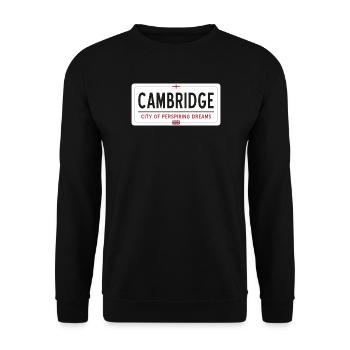 Ortsschild von Cambridge - Unisex Pullover - Schwarz - Vorne - Alina (178cm) & Michal (187cm)
