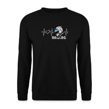 Motorcycle Racing Heartbeat Helmet Love Heart Symbol - Unisex Sweatshirt - black - Front - Alina (178cm) & Michal (187cm)