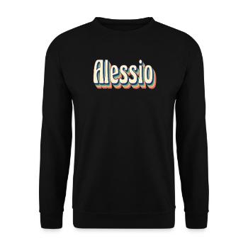 Alessio Retro Vintage T-Shirt T-Shirt Geschenk - Unisex Pullover - Schwarz - Vorne - Alina (178cm) & Michal (187cm)