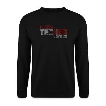 I Love Techno - Unisex Pullover - Schwarz - Vorne - Alina (178cm) & Michal (187cm)