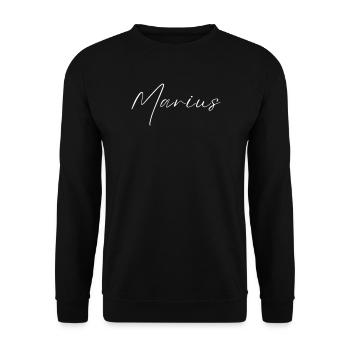 Marius Name T-Shirt Gift for Men - Unisex Sweatshirt - black - Front - Alina (178cm) & Michal (187cm)