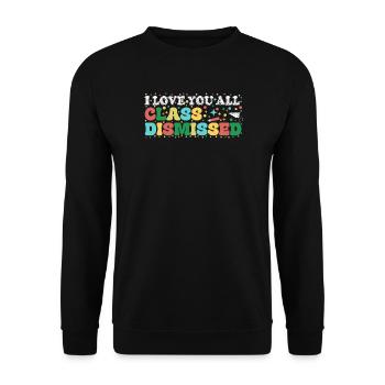 Klasse beendet: Bunter Spaß - Unisex Pullover - Schwarz - Vorne - Alina (178cm) & Michal (187cm)