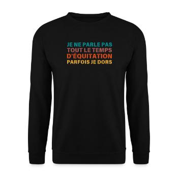 je ne parle pas que d equitation Retro - Sweat-shirt Unisexe - noir - Devant - Alina (178cm) & Michal (187cm)