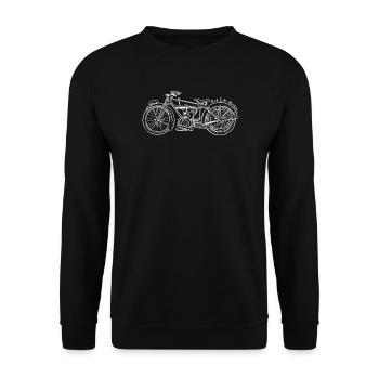 Croquis de moteur de vélo vintage - Sweat-shirt Unisexe - noir - Devant - Alina (178cm) & Michal (187cm)