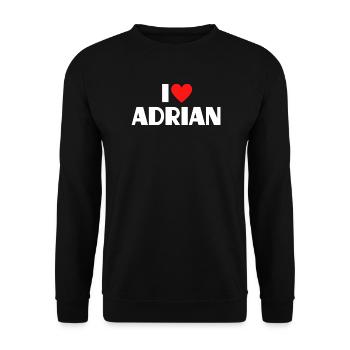 J’adore Adrian Red Heart Romantique Nom Fan - Sweat-shirt Unisexe - noir - Devant - Alina (178cm) & Michal (187cm)