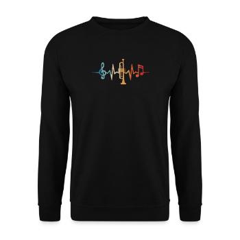 Trompette, battement de cœur, trompettiste, musicien - Sweat-shirt Unisexe - noir - Devant - Alina (178cm) & Michal (187cm)