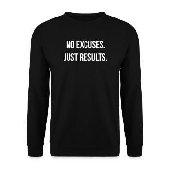 NO EXCUSES. JUST RESULTS. | Greyline Official - Unisex Sweatshirt - black - Front - Alina (178cm) & Michal (187cm)