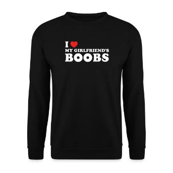 I like my girlfriend's funny breasts red auxeins - Unisex Sweatshirt - black - Front - Alina (178cm) & Michal (187cm)