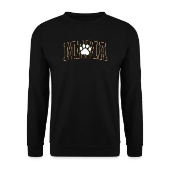 Mama mit Pfotenabdruck - Unisex Pullover - Schwarz - Vorne - Alina (178cm) & Michal (187cm)