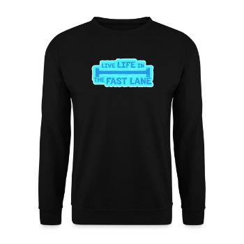 Life In The Fast Lane Float Funny Pool Saying - Unisex Sweatshirt - black - Front - Alina (178cm) & Michal (187cm)