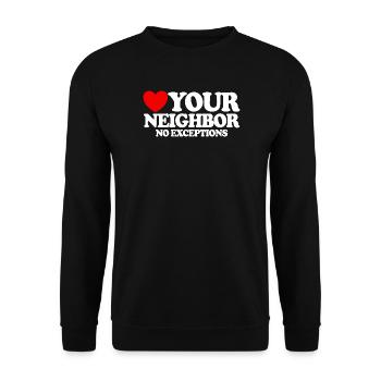 Liebe deinen Nächsten – ohne Ausnahme. Christliche - Unisex Pullover - Schwarz - Vorne - Alina (178cm) & Michal (187cm)