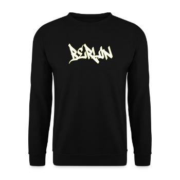 Berlin Graffiti Brown Schriftzug - Unisex Pullover - Schwarz - Vorne - Alina (178cm) & Michal (187cm)