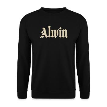 Alwin Gothic Lettering - Unisex Sweatshirt - black - Front - Alina (178cm) & Michal (187cm)