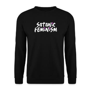 Satanic Feminism – Dark Statement Feminismus - Unisex Pullover - Schwarz - Vorne - Alina (178cm) & Michal (187cm)