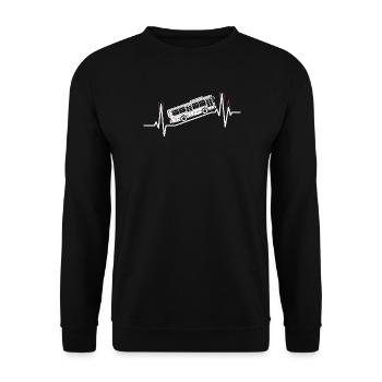 Busfahrer Herzschlag Linienbus Beruf Fahrer - Unisex Pullover - Schwarz - Vorne - Alina (178cm) & Michal (187cm)