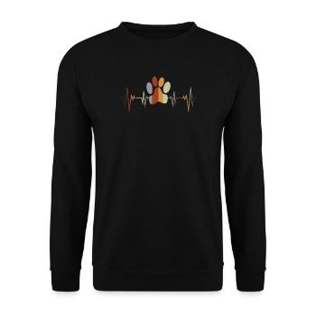 Herzschlag Hund Pfote Frequenz Hundeliebe Hunde - Unisex Pullover - Schwarz - Vorne - Alina (178cm) & Michal (187cm)