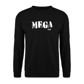 Mega Typ Grunge Schriftzug ego - Unisex Pullover - Schwarz - Vorne - Alina (178cm) & Michal (187cm)