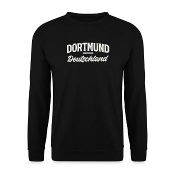 Dortmund Deutschland Vintage Typo - Unisex Pullover - Schwarz - Vorne - Alina (178cm) & Michal (187cm)