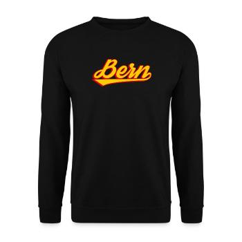 Bern Retro Schriftlogo Druck - Unisex Pullover - Schwarz - Vorne - Alina (178cm) & Michal (187cm)