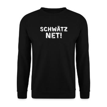 Schwätz net hell - Unisex Pullover - Schwarz - Vorne - Alina (178cm) & Michal (187cm)