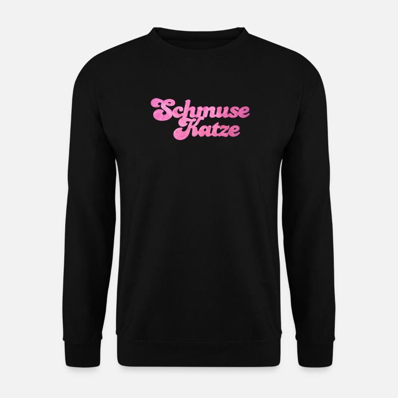 Schmusekatze Katze Handschrift Fell flauschig - Unisex Pullover - Schwarz