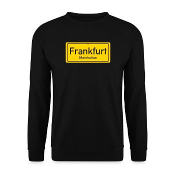 Frankfurter Ortsschild - Unisex Pullover - Schwarz - Vorne - Alina (178cm) & Michal (187cm)