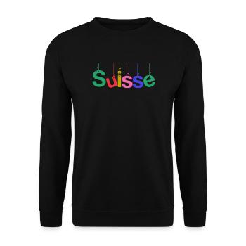 SWITZERLAND. COUNTRY. GENEVA. HUMOR. FLAG - Unisex Sweatshirt - black - Front - Alina (178cm) & Michal (187cm)