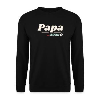 Papa Est 2025 Je vais être un papa style rétro - Sweat-shirt Unisexe - noir - Devant - Alina (178cm) & Michal (187cm)
