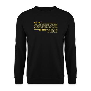 Möge die Quelle bei dir sein – Geek Tee - Unisex Pullover - Schwarz - Vorne - Alina (178cm) & Michal (187cm)